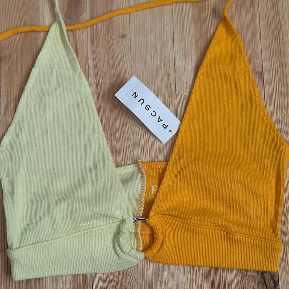 PacSun Orange and Cream Bikini Top